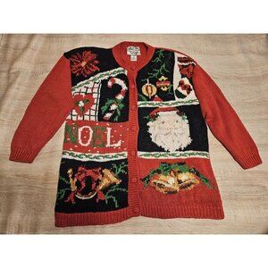 Vintage Heirloom Collectibles Christmas Cardigan Sweater Womens Size M